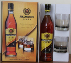 Alexandrion 5 stele 0.7l 70cl / 37.5% , 2 pahare si cutie foto