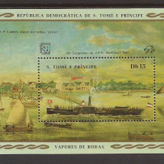 S. TOME E PRINCIPE 1984 NAVIGATIE ( colita dantelata) MNH