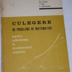 myh 33s - Corduneanu - Radu - Gramada - Culegere matematica - admitere - ed 1972