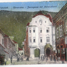 Brasov Strada Atei Cerna utca Banca Nationala carte postala circulata 1921