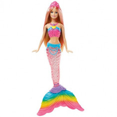 Papusa Barbie Sirena cu Lumini in Regatul Curcubeelor + Tutu Fetite CADOU foto