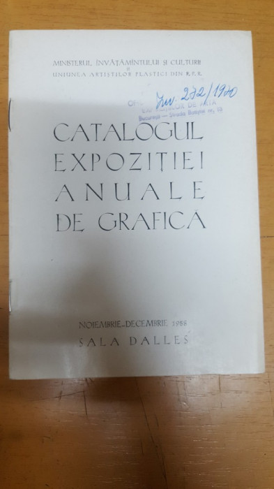 Catalogul expoziției anuale de grafică, Noiembrie-Decembrie 1958