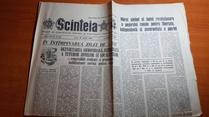 ziarul scanteia 28 aprilie 1989-foto si articolul despre orasul brasov