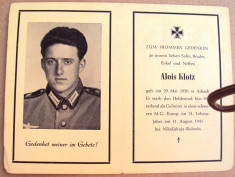 Document 1 religios deces militar german WW II foto