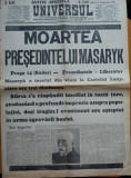 Ziarul Universul , editie speciala ,14 Sept. 1937; Moartea Presedintelui Masaryk