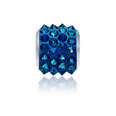 Accesoriu bratara, Charm Swarovski Pave Electric Blue + CADOU Laveta profesionala pentru curatat bijuteriile din argint + Cutie Cadou foto