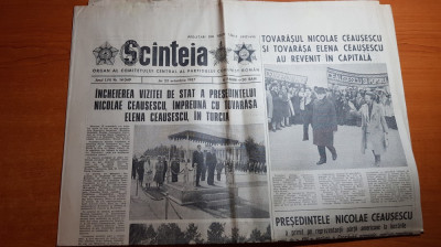 ziarul scanteia 22 octombrie 1987-vizita lui ceausescu in turcia foto