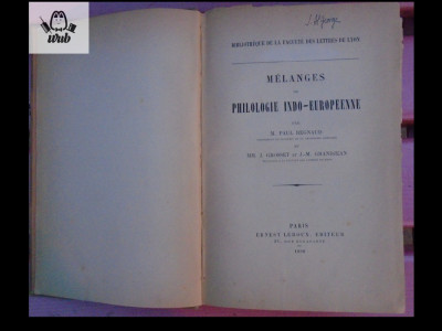 Melanges de philologie indo-europeenne Paris 1888 foto