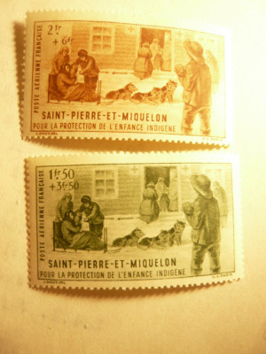 Serie St.Pierre et Miquelon -Colonie Franceza 1942 Ajutor copii ,2 val sarniera foto