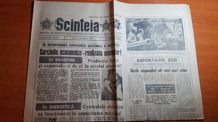 ziarul scanteia 2 octombrie 1987-culesul si semanatul-zile decisive pt recolta