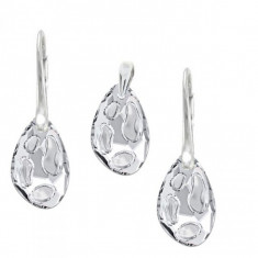 Set argint, Set Swarovski Crystals Radiolarian Crystal Clear + CADOU Laveta profesionala pentru curatat bijuteriile din argint + Cutie Cadou foto