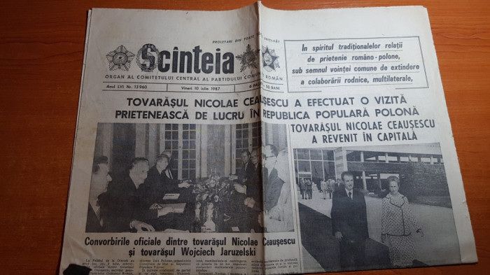 ziarul scanteia 10 iulie 1987-vizita lui ceausescu in polonia