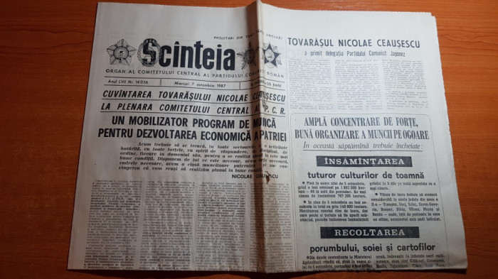 ziarul scanteia 7 octombrie 1987-foto cu municipiul iasi