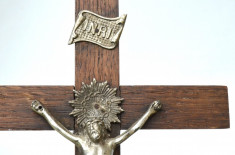 Cruce mare si veche din lemn esenta tare Crucifix de masa INRI, crucifix 31cm foto