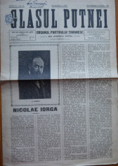 Ziarul Glasul Putnei , Organul PNT din jud. Putna ,an 1 ,nr. 12 , Nicolae Iorga foto