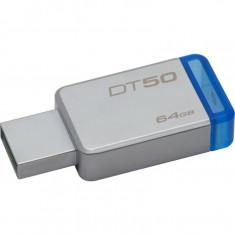 Stick memorie USB Kingston DataTraveler 50 , 64 GB , USB 3.0 , Gri Albastru foto