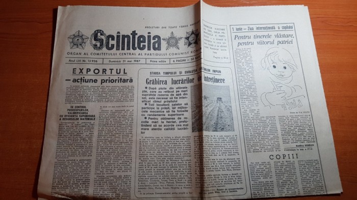 ziarul scanteia 31 mai 1987-ziua internationala a copilului