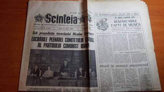 ziarul scanteia 14 aprilie 1989-plenara comitetului central al PCR