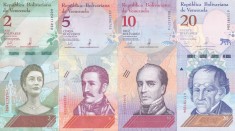 Bancnota Venezuela 2,5,10 si 20 Bolivares Soberano 2018 - PNew UNC ( set x4 - vezi descriere )