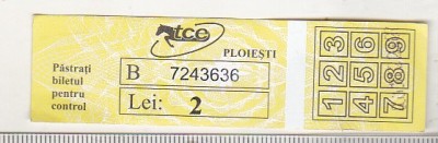 bnk div TCE Ploiesti - bilet de calatorie - 2 lei - uzat - galben foto