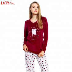 Pijama Plusata din Velur, Model Happy Family, Vienetta, Cod 2169 foto