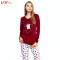 Pijama Plusata din Velur, Model Happy Family, Vienetta, Cod 2169