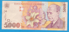 (1) BANCNOTA ROMANIA - 5000 LEI 1998, PORTRET LUCIAN BLAGA, STARE FOARTE BUNA foto