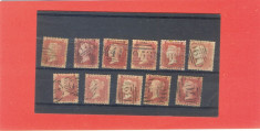 152-ANGLIA-MAREA BRITANIE 1841=Uzuala Mi 3=1P rotbraun,11 timbre stampilate foto
