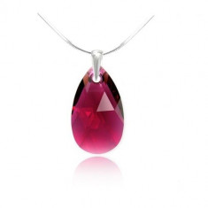 Colier Argint, Colier SWAROVSKI CRYSTALS Pear Ruby + CADOU Laveta profesionala pentru curatat bijuteriile din argint + Cutie Cadou foto