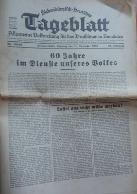 Ziarul de limba germana Transilvania , Sibiu , 1933 , numar comemorativ , 60 ani foto