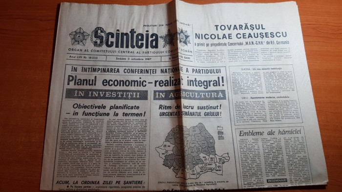 ziarul scanteia 3 octombrie 1987-articol despre orasul braila