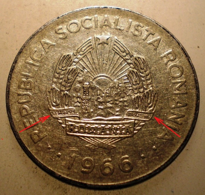 R.092 ROMANIA RSR 1 LEU 1966 VARIANTA RARA