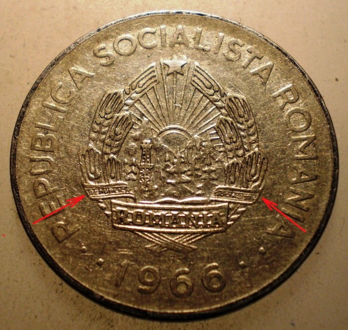 R.092 ROMANIA RSR 1 LEU 1966 VARIANTA RARA