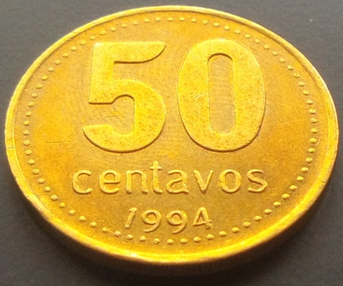 Moneda exotica 50 CENTAVOS - ARGENTINA, anul 1994 * cod 3245 = A.UNC