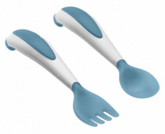 Set lingurita si furculita ergonomice Myosotis blue foto