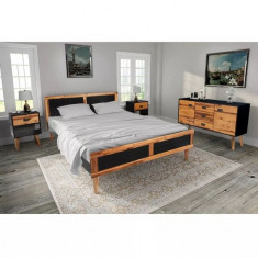 Set mobilier dormitor, 4 piese, lemn masiv acacia, 140x200 cm foto