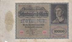 GERMANIA 10.000 marci 1922 - varianta mare VF!!! foto