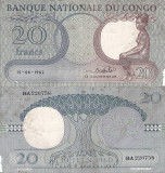 1962 (15 VI), 20 francs (P-4a.4) - Congo