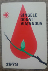 Calendar 1973// Reclama donare sange, Centrul de Hematologie Bucuresti foto