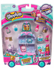 Shopkins, mini dulciuri asortate si carucior, 8 figurine Purple foto