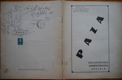Revista Paza politieneasca , administrativa si sociala , nr. 8 ,1940 , deosebita foto