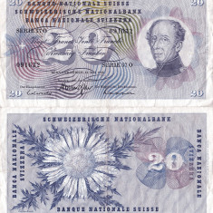 1968 (15 V), 20 franken/francs/franchi (P-46p.1) - Elveția