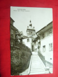 Ilustrata -Sighisoara -Scara spre Turnul Ceasului -1962 RPR Ed. Meridiane, Circulata, Fotografie