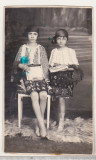 Bnk foto - Fete in costume populare - Braila 1929, Alb-Negru, Romania 1900 - 1950, Portrete