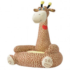 Scaun din plu? pentru copii cu model girafa, maro foto