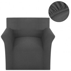 Husa elastica pentru canapea din poliester tricotat, gri foto