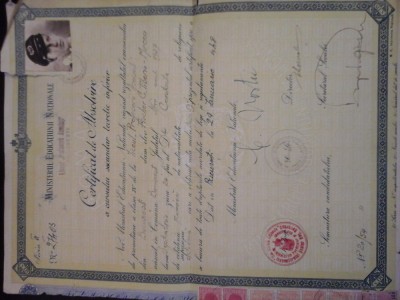 Certificat de absolvire a cursului sec teor inf - Lic. Prof. Asociati,Buc, 1948 foto
