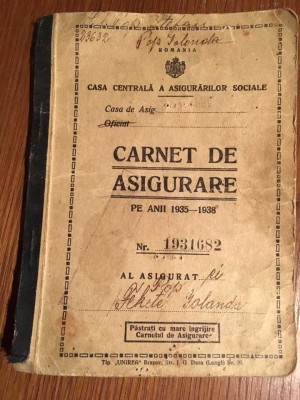 Carnet de Asigurare, 1935-1938 foto