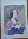 Acuarela , inceput de secol 20 ; Tanara doamna, Portrete, Realism