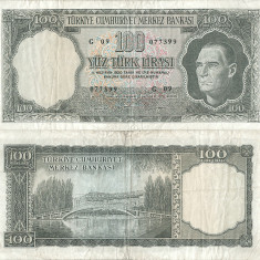 1969 (17 III), 100 turkish lira (P-176f) - Turcia